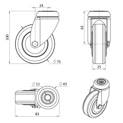 Koliesko s otvorom, priemer 75mm Koliesko s otvorom, priemer 75mm